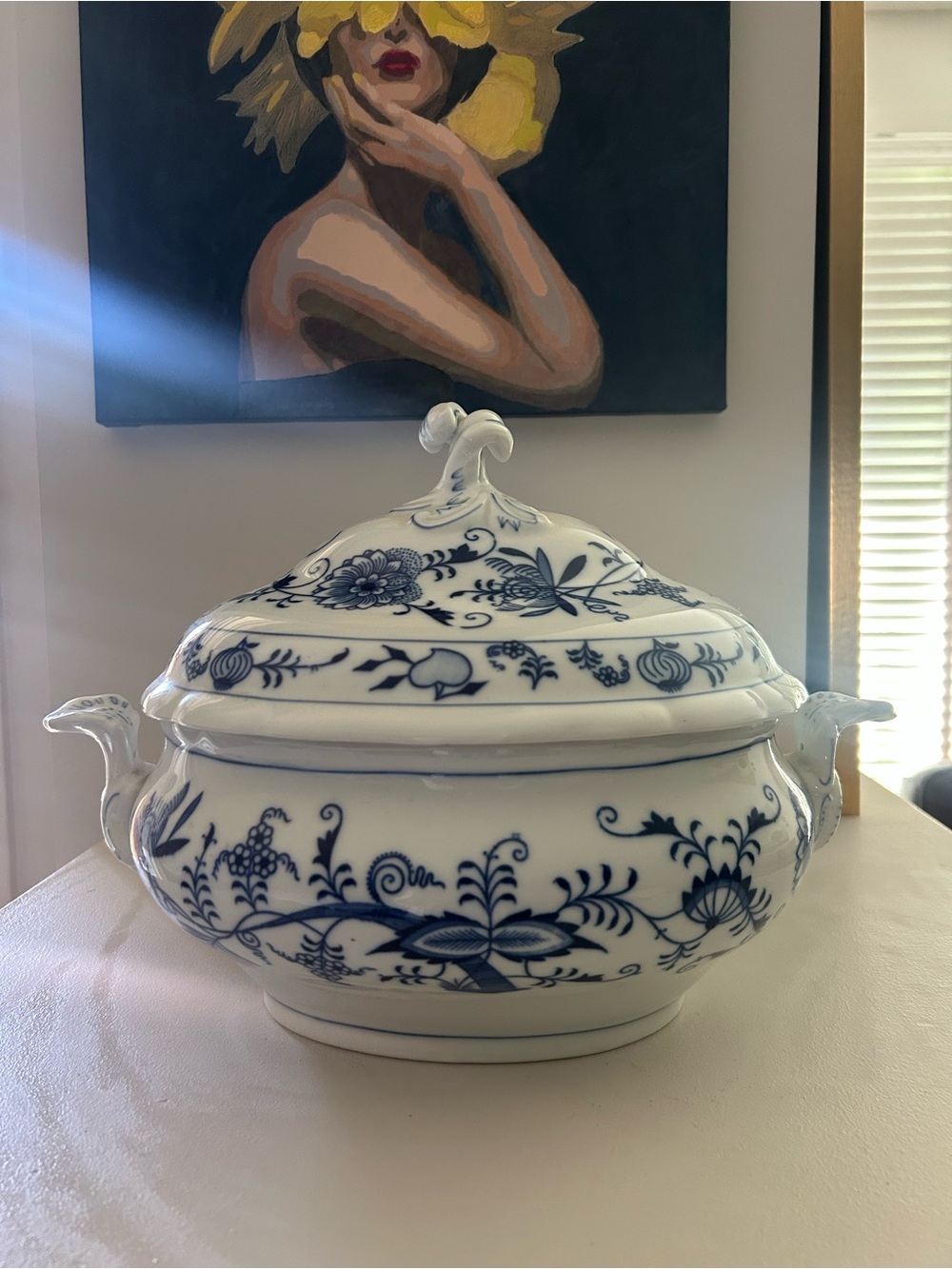 Blue Onion Soup Tureen Vintage